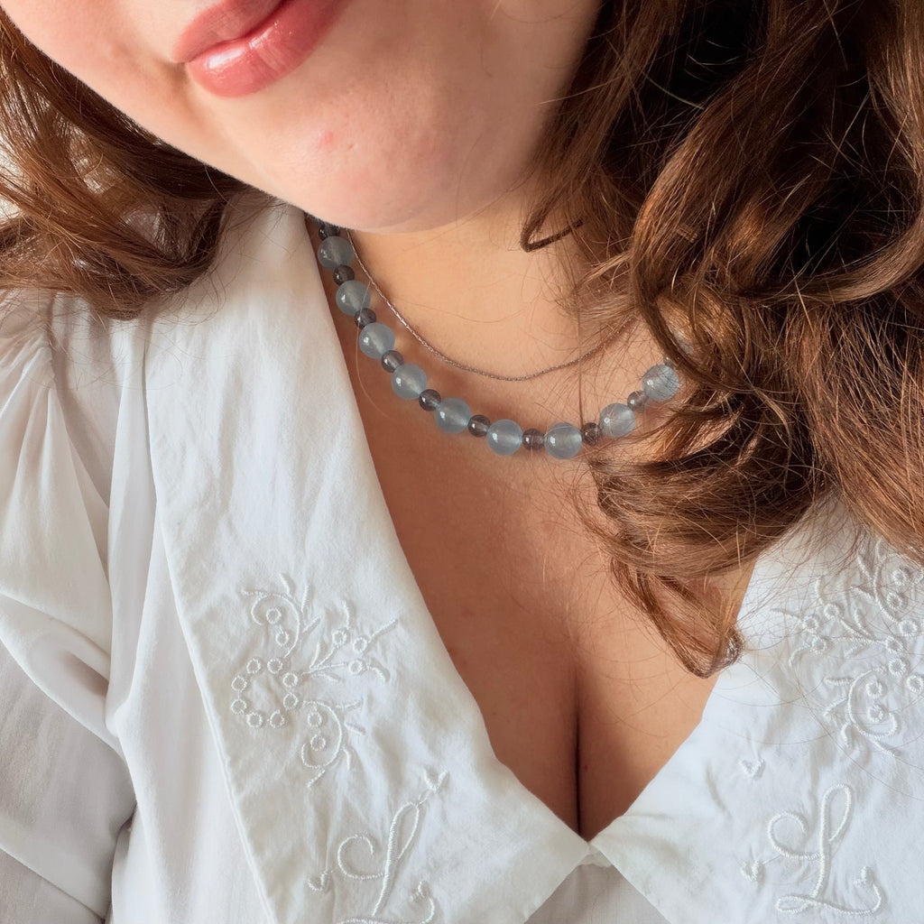 Collar cuentas piedra/cristal