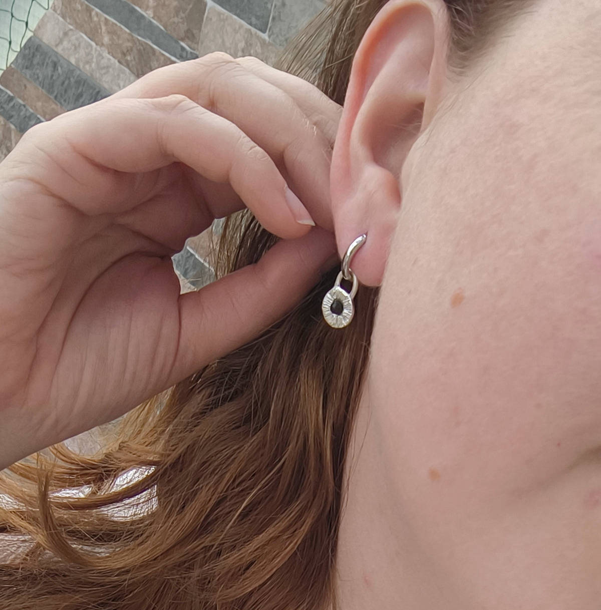 Striped Halo Earring